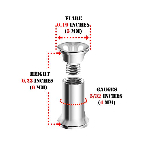 Pair of Internal Screw 316L Surgical Steel Double Flared Saddle Piercing Jewelry Stretcher Ear Plug Earring Lobe flesh Tunnel