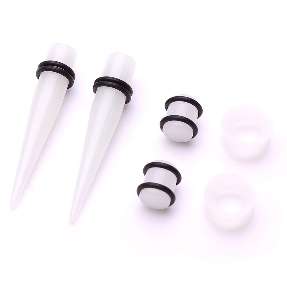 50 Pieces Ear Stretching Kit 14G-00G Acrylic Tapers and Plugs + Silicone Tunnels - Ear Gauges Expander Set Body Piercing Jewelry
