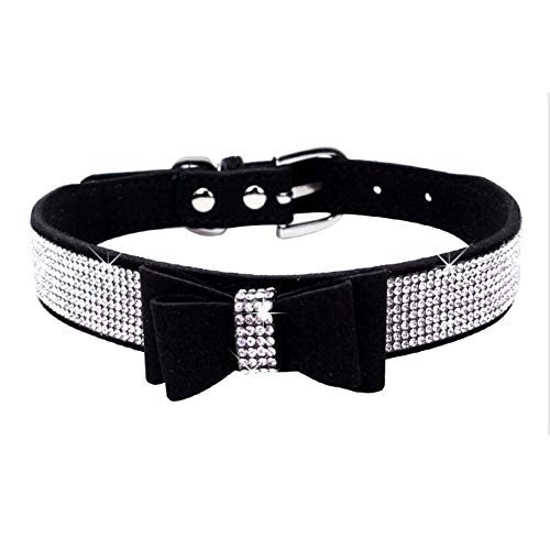 Rhinestone Dog Collar, Cute Dazzling Sparkling Soft Suede Leather Dog Cat Rhinestone Collar Crystal Diamond Pet Dog Puppy Collar (XS, Blue-1)