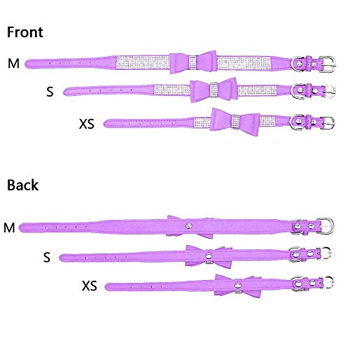 Rhinestone Dog Collar, Cute Dazzling Sparkling Soft Suede Leather Dog Cat Rhinestone Collar Crystal Diamond Pet Dog Puppy Collar (XS, Blue-1)
