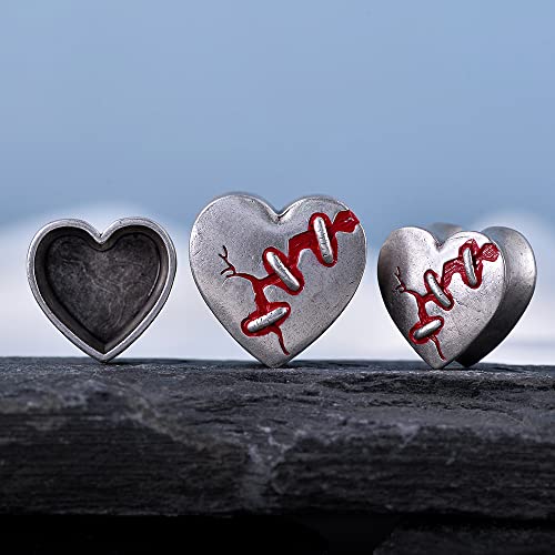 2PCS Ear Gauges Double Flared Plugs Sweet Cool Ear Stretcher Expander Heart Shape Gauge Earrings For Women Cute Piercings 0g-1"