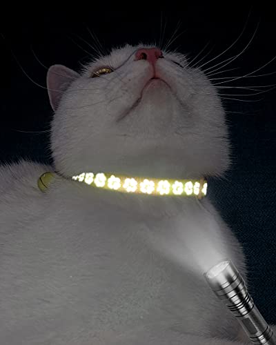 Taglory Reflective Cat Collars Breakaway with Bell, 2-Pack Girl Boy Pet Kitten Collar Adjustable 7.5-12.5 Inch, Green