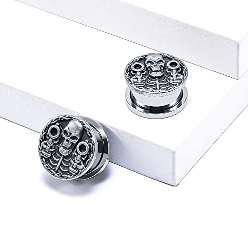 1 Pair Stainless Steel Dragon Head Ear Gauges Tunnels Jewelry For Man For Woman Body Piercing Jewelry 2g-1/2 Inch Stretcher Plugs