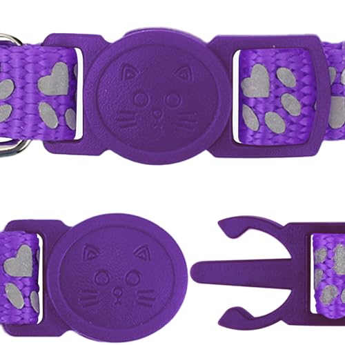Taglory Reflective Cat Collars Breakaway with Bell, 2-Pack Girl Boy Pet Kitten Collar Adjustable 7.5-12.5 Inch, Green