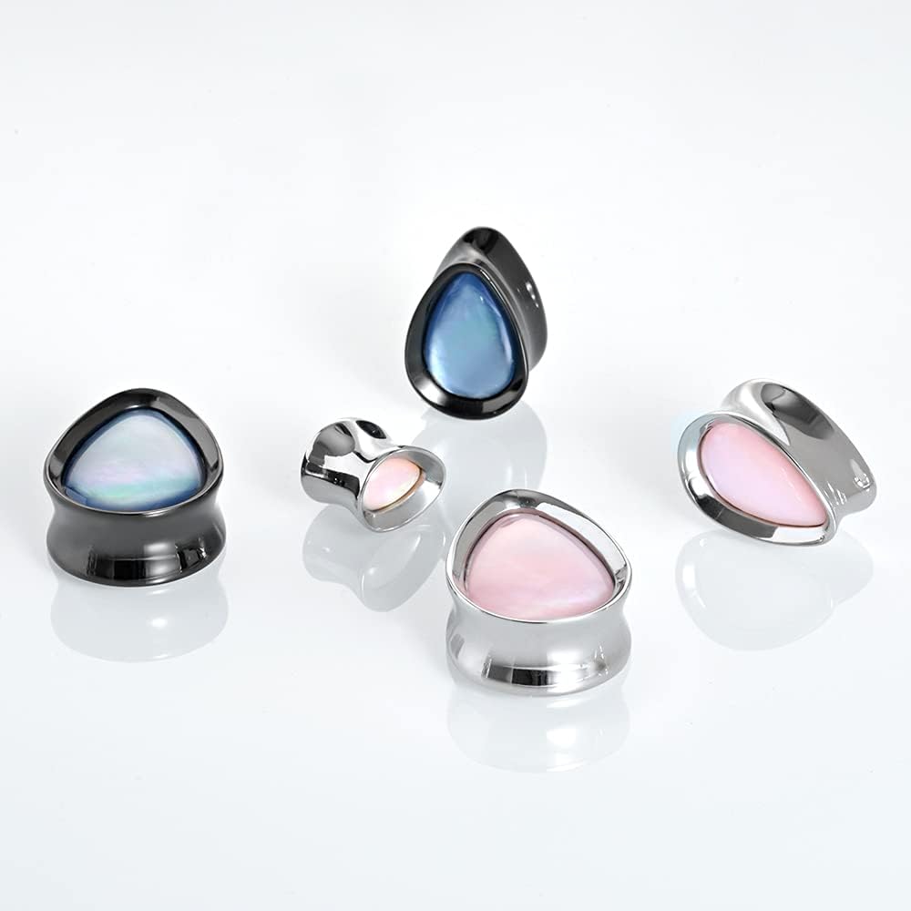 Surgical Steel Teardrop Zircon Double Flared Ear Tunnels and Plugs Stretcher Expander Sold As Pair Gauge 8mm-25mm