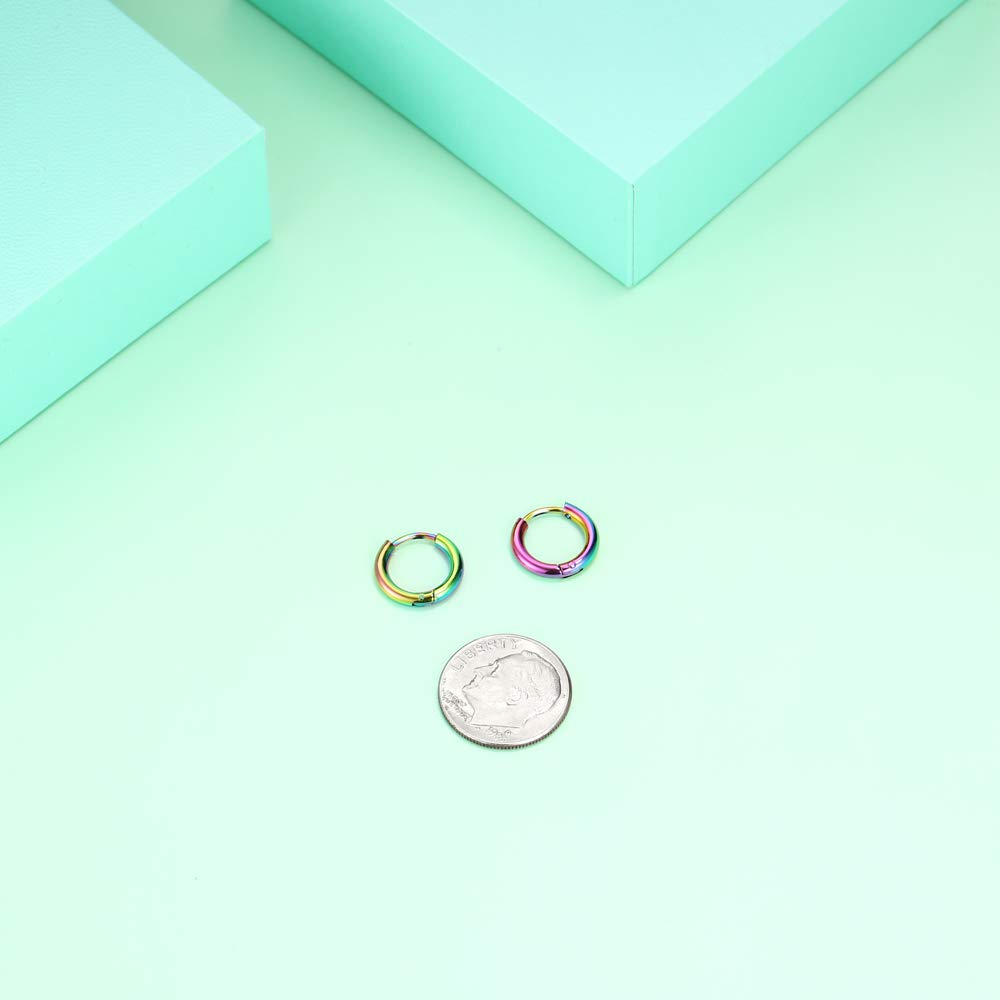 316L Surgical Stainless Steel Huggie Hoop Earrings 6mm 8mm 10mm 11mm 12mm 14mm Hypoallergenic Earrings Hoop Cartilage Helix Lobes Hinged Sleeper Earrings For Men Women Girls