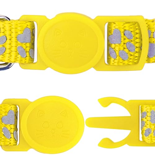 Taglory Reflective Cat Collars Breakaway with Bell, 2-Pack Girl Boy Pet Kitten Collar Adjustable 7.5-12.5 Inch, Green