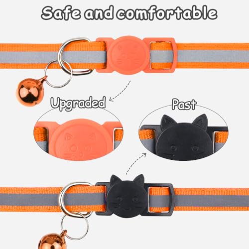 Taglory Reflective Cat Collars Breakaway with Bell, 2-Pack Girl Boy Pet Kitten Collar Adjustable 7.5-12.5 Inch, Green