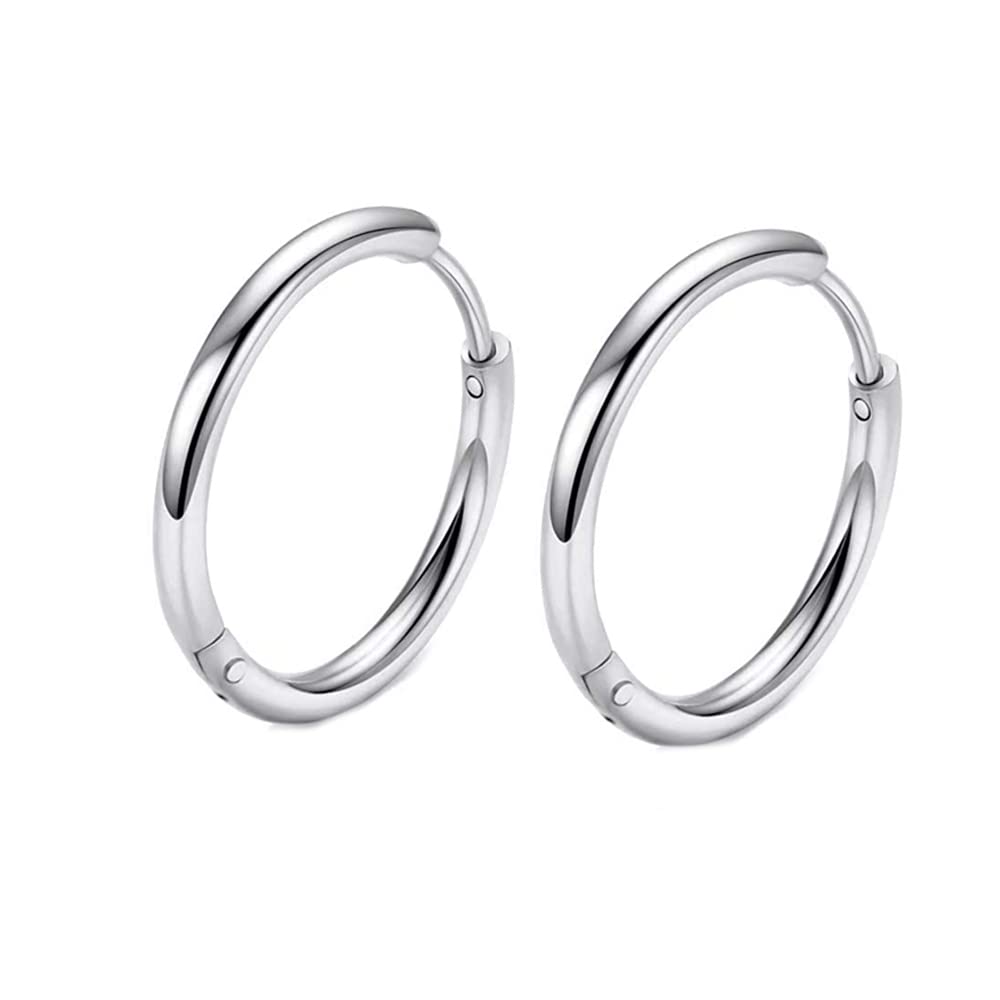 316L Surgical Stainless Steel Huggie Hoop Earrings 6mm 8mm 10mm 11mm 12mm 14mm Hypoallergenic Earrings Hoop Cartilage Helix Lobes Hinged Sleeper Earrings For Men Women Girls
