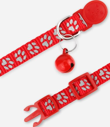 Taglory Reflective Cat Collars Breakaway with Bell, 2-Pack Girl Boy Pet Kitten Collar Adjustable 7.5-12.5 Inch, Green