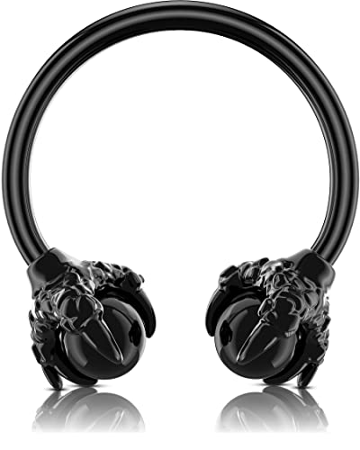 OUFER 316L Surgical Steel Circular Earrings Two White Opals Surrounded by Dragon Claws Cartilage Earing Ear Body Piercing Jewelry Helix Earrings Piercing…