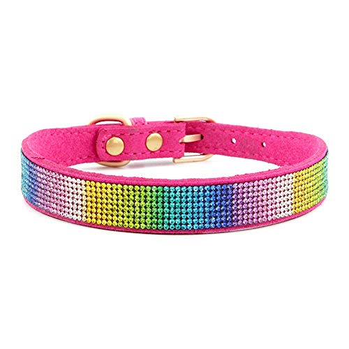 Rhinestone Dog Collar, Cute Dazzling Sparkling Soft Suede Leather Dog Cat Rhinestone Collar Crystal Diamond Pet Dog Puppy Collar (XS, Blue-1)