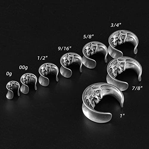 2PCS Moon Ear Gauges Ear Plugs and Tunnels Gauge for Ears Expander Piercing Gauge 10mm-25mm(00g-1")