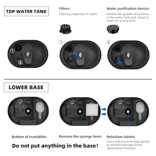 6L Humidifiers for Bedroom Large Room Home, Cool and Warm for Baby and Plants Mist Top Fill Desk Humidifiers Essential Oil Diffuser, Quiet with Adjustable Mist,360°Nozzle-Black