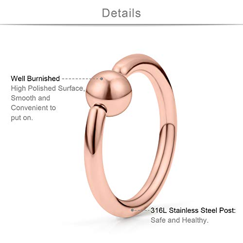 SCERRING 4 Pairs 20G 16G 14G 12G Stainless Steel Captive Bead Ring Nose Hoop Rings Eyebrow Lip Ear Tragus Cartilage Daith Septum Nipple Belly PA Retainer Piercing Jewelry 10-16mm