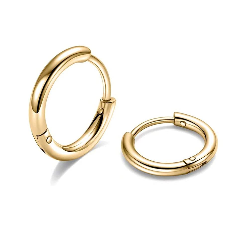 316L Surgical Stainless Steel Huggie Hoop Earrings 6mm 8mm 10mm 11mm 12mm 14mm Hypoallergenic Earrings Hoop Cartilage Helix Lobes Hinged Sleeper Earrings For Men Women Girls