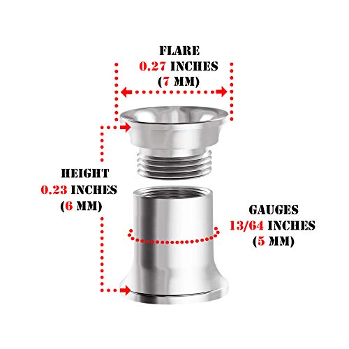 Pair of Internal Screw 316L Surgical Steel Double Flared Saddle Piercing Jewelry Stretcher Ear Plug Earring Lobe flesh Tunnel