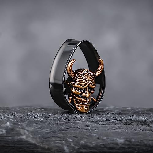 COOEAR 1 Pair Double FLared Tear Drop Ear Tunnels Piercing Stainless Steel Scarab Gauges Silvery Earrings Plugs 0g to 1".