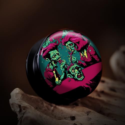 2PCS Acrylic Solid Screw On Ear Plugs and Tunnels Hand Drawn Illustrations Epoxy Allergy Free Ear Gauge Stretcher For Women Men Body Piercing Jewelry