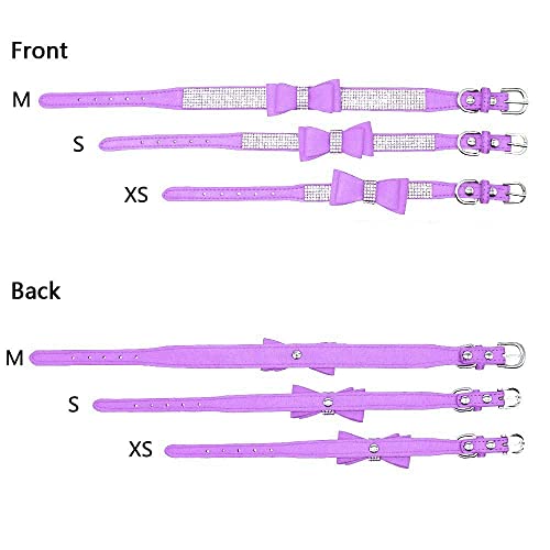Rhinestone Dog Collar, Cute Dazzling Sparkling Soft Suede Leather Dog Cat Rhinestone Collar Crystal Diamond Pet Dog Puppy Collar (XS, Blue-1)