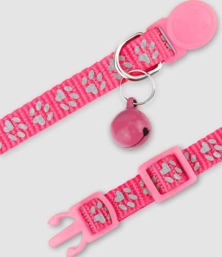 Taglory Reflective Cat Collars Breakaway with Bell, 2-Pack Girl Boy Pet Kitten Collar Adjustable 7.5-12.5 Inch, Green