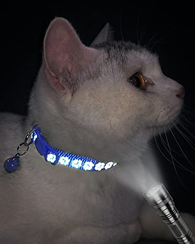 Taglory Reflective Cat Collars Breakaway with Bell, 2-Pack Girl Boy Pet Kitten Collar Adjustable 7.5-12.5 Inch, Green