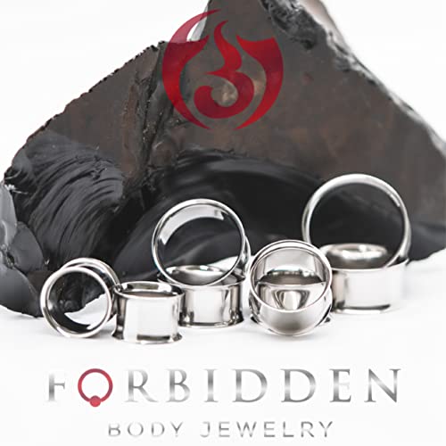 Forbidden Body Jewelry Ear Gauges, Ear Tunnels, Tunnels For Ears, 12G-2 Inch Surgical Steel Mirror Finish Double Flared Tunnel Plug Earrings (Sold in Pairs)