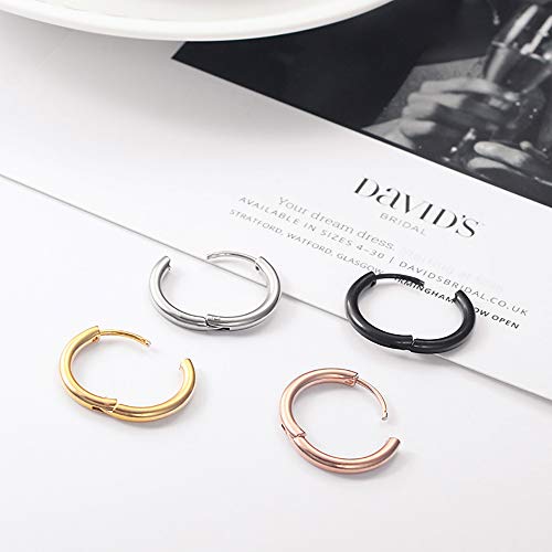 316L Surgical Stainless Steel Huggie Hoop Earrings 6mm 8mm 10mm 11mm 12mm 14mm Hypoallergenic Earrings Hoop Cartilage Helix Lobes Hinged Sleeper Earrings For Men Women Girls