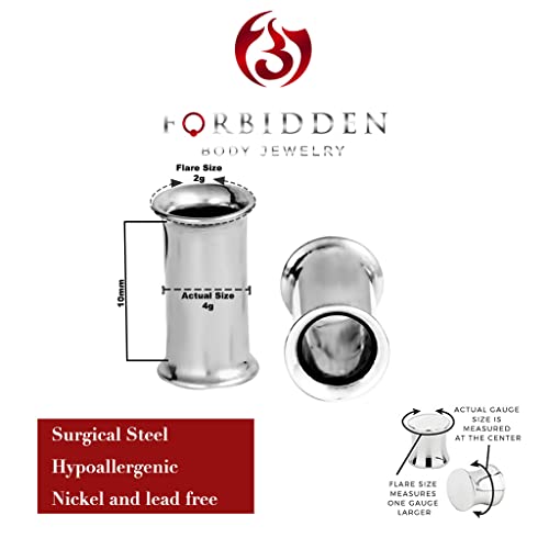 Forbidden Body Jewelry Ear Gauges, Ear Tunnels, Tunnels For Ears, 12G-2 Inch Surgical Steel Mirror Finish Double Flared Tunnel Plug Earrings (Sold in Pairs)