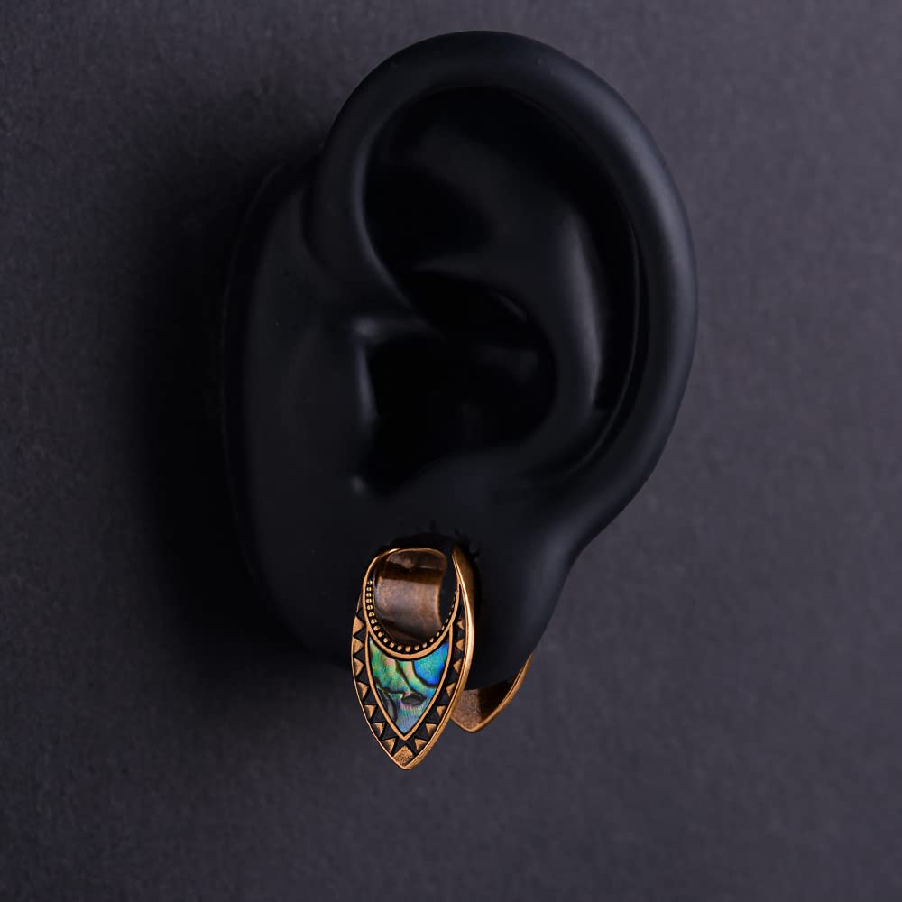 2PCS Opening Saddle Plugs Opal Ear Gauges Tunnels For Sretcher Expander Ears Elegant Floral Double Flared Piercing Earrings For Women 0g-1"