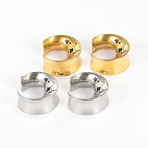 2PCS Moon Ear Gauges Ear Plugs and Tunnels Gauge for Ears Expander Piercing Gauge 10mm-25mm(00g-1")
