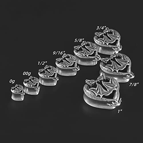 2PCS Stainless Steel 316L Punk Vintage Cross Skull Gauge For Ears Expander Stretcher Ear Tunnels Upgrade Saddle Plugs Double Flared Guage For Women Men 0g-1"