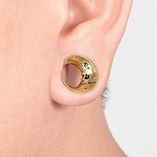 2PCS Moon Ear Gauges Ear Plugs and Tunnels Gauge for Ears Expander Piercing Gauge 10mm-25mm(00g-1")