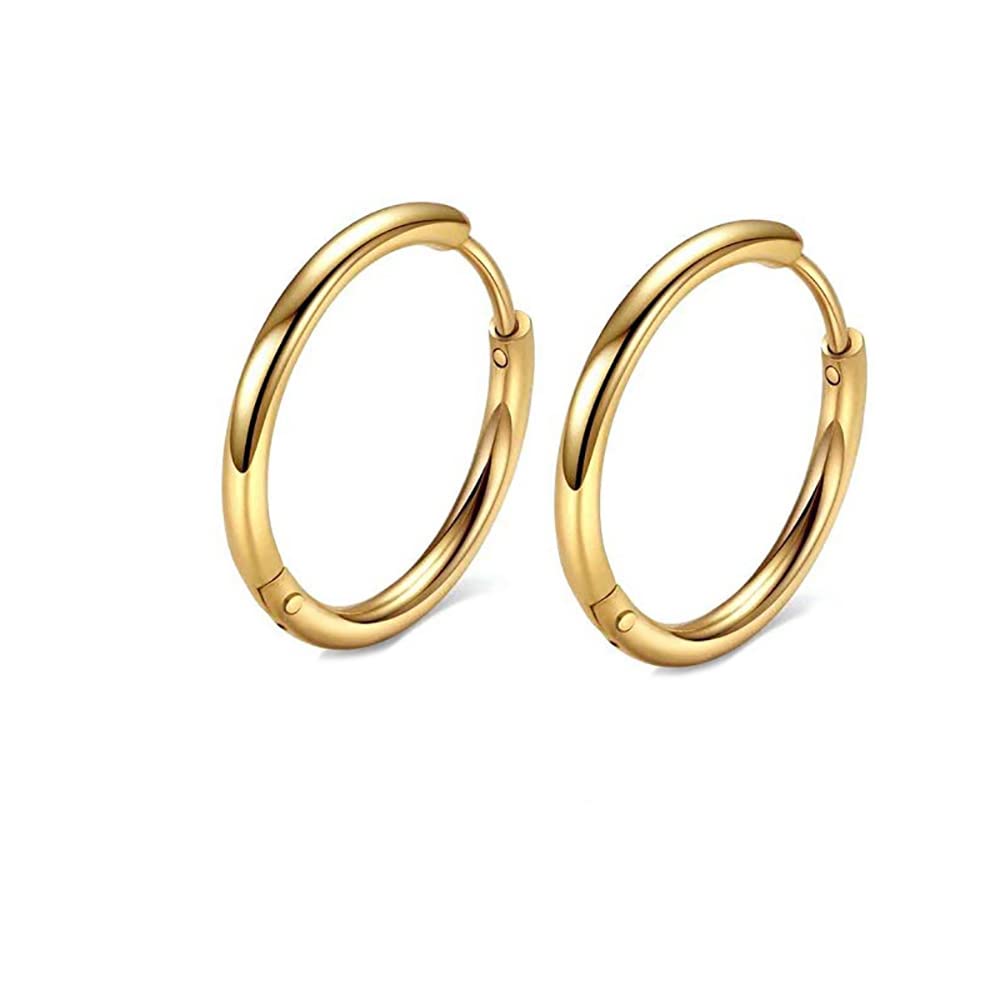 316L Surgical Stainless Steel Huggie Hoop Earrings 6mm 8mm 10mm 11mm 12mm 14mm Hypoallergenic Earrings Hoop Cartilage Helix Lobes Hinged Sleeper Earrings For Men Women Girls