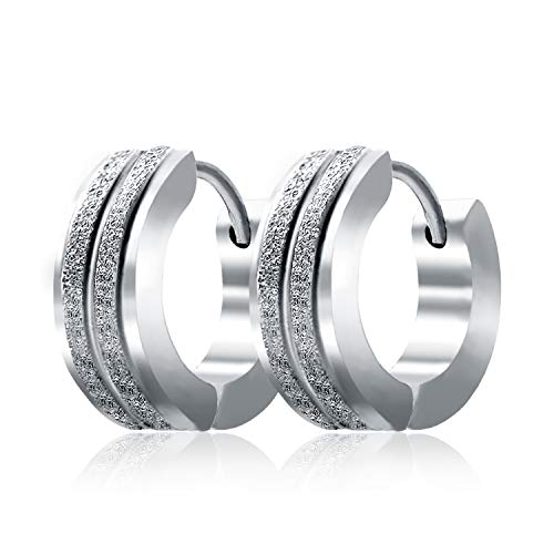 Stainless Steel Hoop Earrings For Men's Women's,Silver/Gold/Black/Blue Hypoallergenic Round Huggie Earrings,Fashion Punk Earrings Piercing Jewelry Gift for Boys Girls