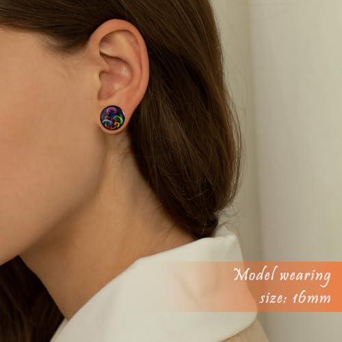 2PCS Acrylic Solid Screw On Ear gauges Art Oil Painting The Scream Epoxy Allergy Free Ear Plugs and Tunnels Stretcher For Women Men Body Piercing Jewelry