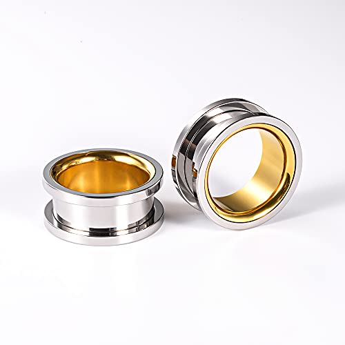 2PCS Stainless Steel Screw Ear Gauges Tunnels Hollow Double Flare Black Gold For Man For Woman Body Piercing Jewelry 6mm-30mm Stretcher
