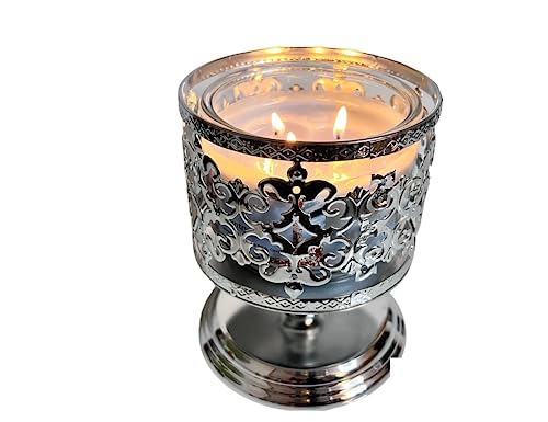 3-Wick Candle Holder Two Color Option Suitable for Large Candle Elegant and Beautiful Home Decor (Gold)