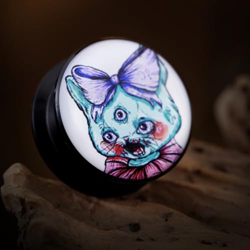 2PCS Acrylic Solid Screw On Ear Plugs and Tunnels Hand Drawn Illustrations Epoxy Allergy Free Ear Gauge Stretcher For Women Men Body Piercing Jewelry