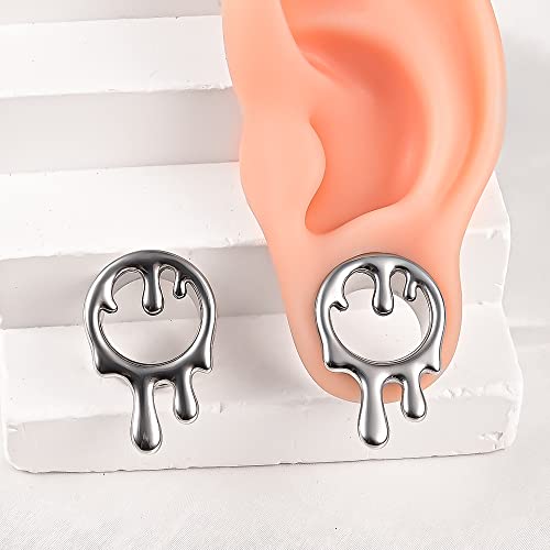 2PCS Cool Water Drops Ear Tunnels Plugs 316 Stainless Steel Ear Gauges Hypoallergenic Earring Expanders for Stretched Piercing Body Jewelry