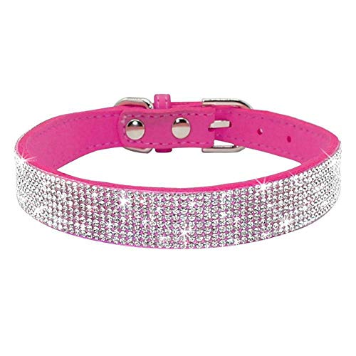 Rhinestone Dog Collar, Cute Dazzling Sparkling Soft Suede Leather Dog Cat Rhinestone Collar Crystal Diamond Pet Dog Puppy Collar (XS, Blue-1)