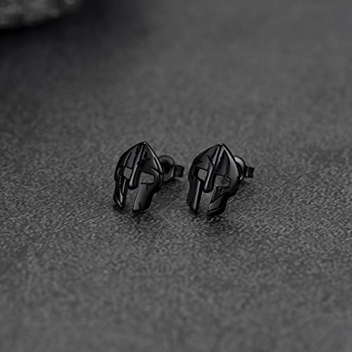 FaithHeart Spartan Helmet Stud Earrings for Men Women, Stainless Steel/18K Gold Plated Greece Jewelry with Delicate Gift Packaging