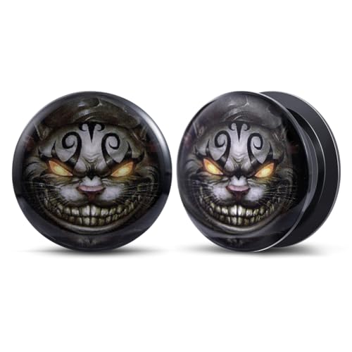 2PCS Acrylic Solid Screw On Ear gauges Art Oil Painting The Scream Epoxy Allergy Free Ear Plugs and Tunnels Stretcher For Women Men Body Piercing Jewelry