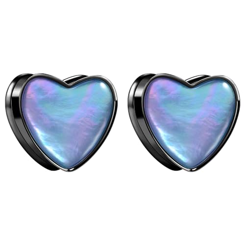2PCS 8mm-25mm Pearl Shell Ear Gauges Saddle Tunnels 316L Stainless Steel Teardrop Heart Shape Double Flared Plugs Expander Stretcher Piercing