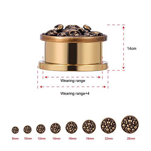 2PCS Surgical Steel Screw Fit Flesh Tunnels Skeleton Gothic Ear Expander Stretching Plugs Gauge 0G-1"(8mm-25mm)
