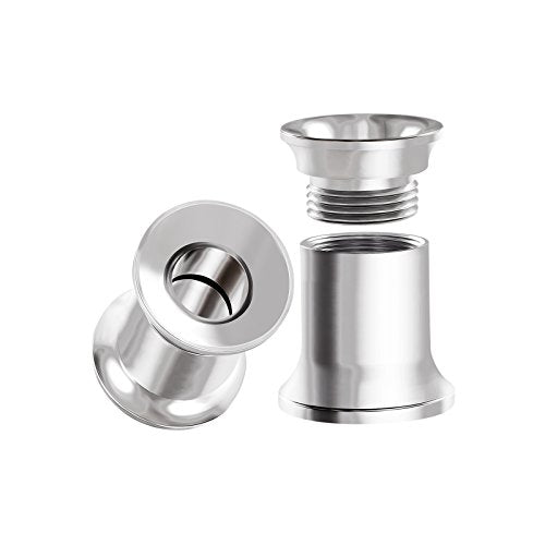 Pair of Internal Screw 316L Surgical Steel Double Flared Saddle Piercing Jewelry Stretcher Ear Plug Earring Lobe flesh Tunnel