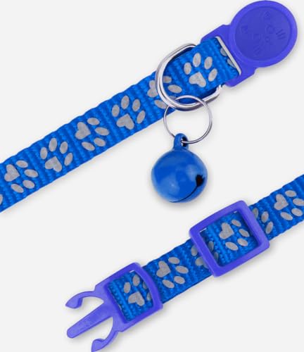 Taglory Reflective Cat Collars Breakaway with Bell, 2-Pack Girl Boy Pet Kitten Collar Adjustable 7.5-12.5 Inch, Green