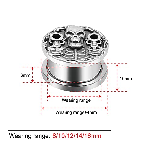 1 Pair Stainless Steel Dragon Head Ear Gauges Tunnels Jewelry For Man For Woman Body Piercing Jewelry 2g-1/2 Inch Stretcher Plugs