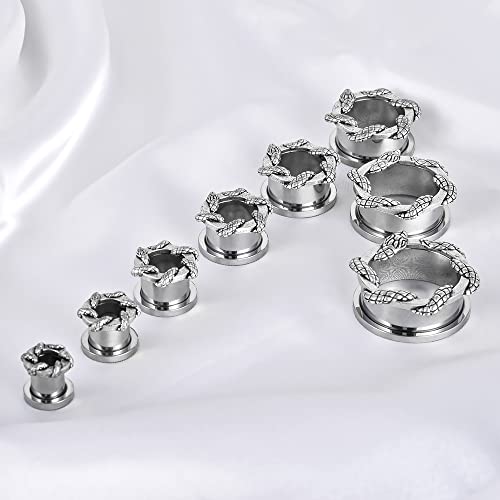 2PCS Stainless Steel Ear Gauges Screw Back Fit Tunnels For Ear Articulated Snake Cool Ear Stretchers Expander Double Flared Body Piercing Jewelry 0g-1inch