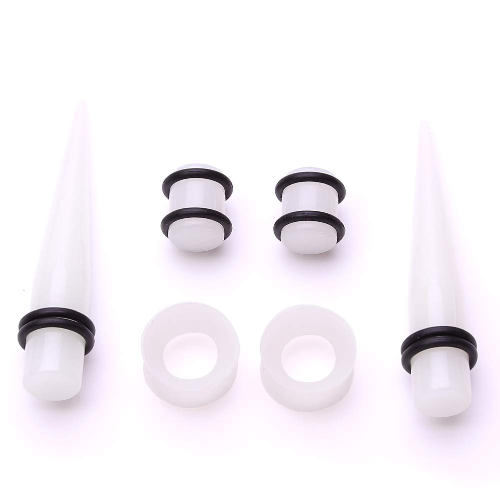 50 Pieces Ear Stretching Kit 14G-00G Acrylic Tapers and Plugs + Silicone Tunnels - Ear Gauges Expander Set Body Piercing Jewelry